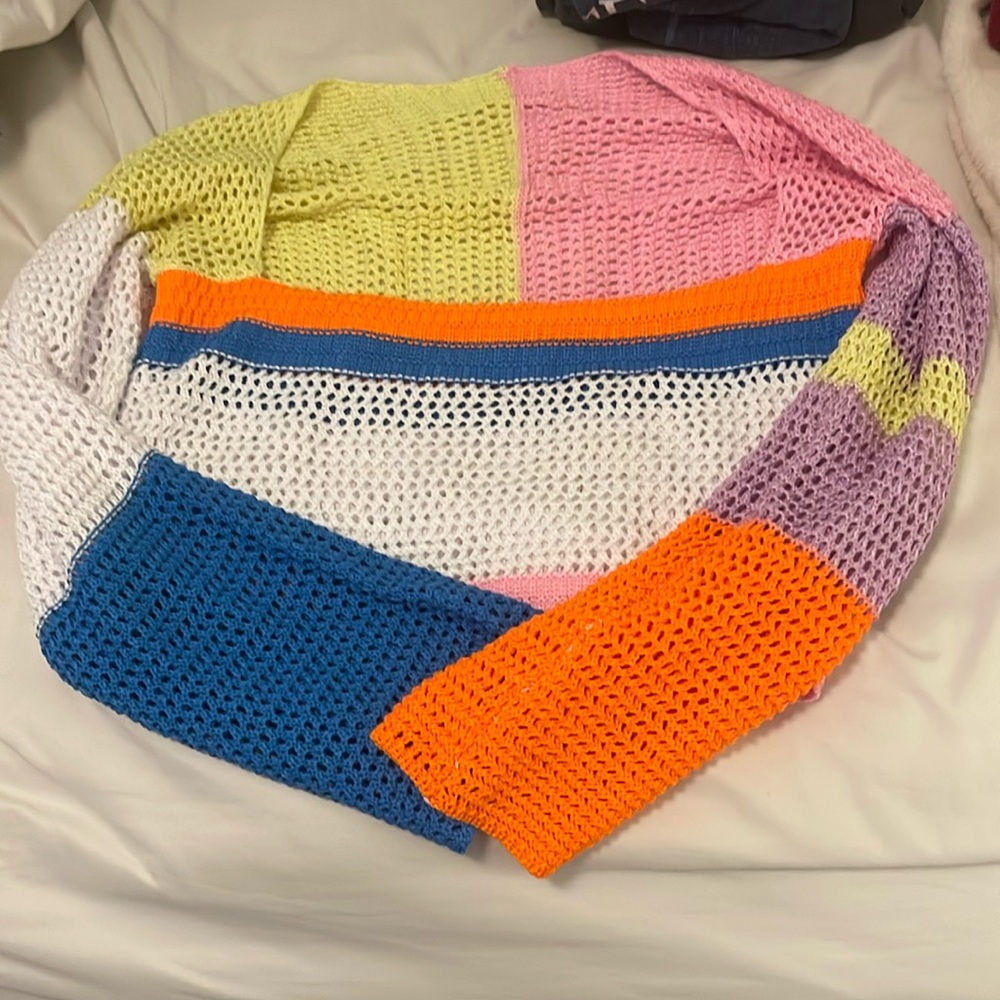 Long Sleeve Knitted MultiColored Straight line Top